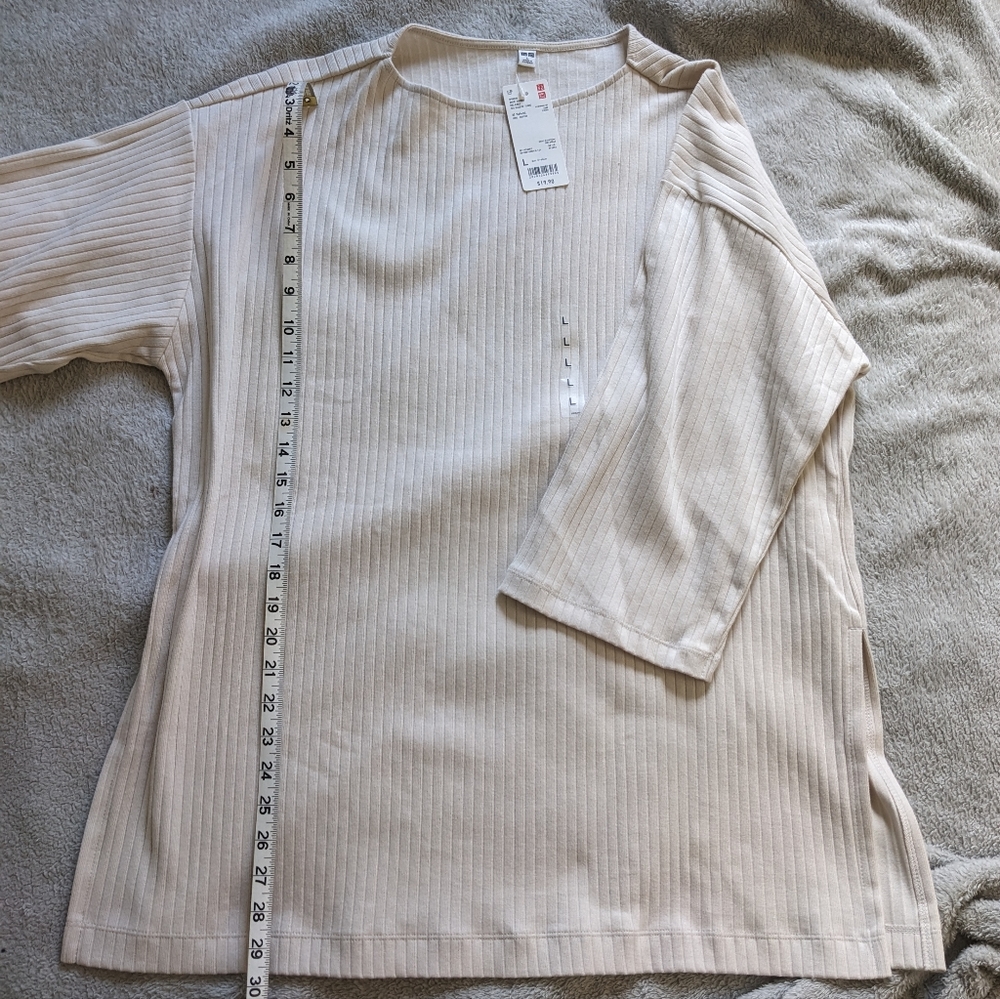 Discontinued Uniqlo Wide-Ribbed Relaxed 3/4 Sleeve Tunic Large